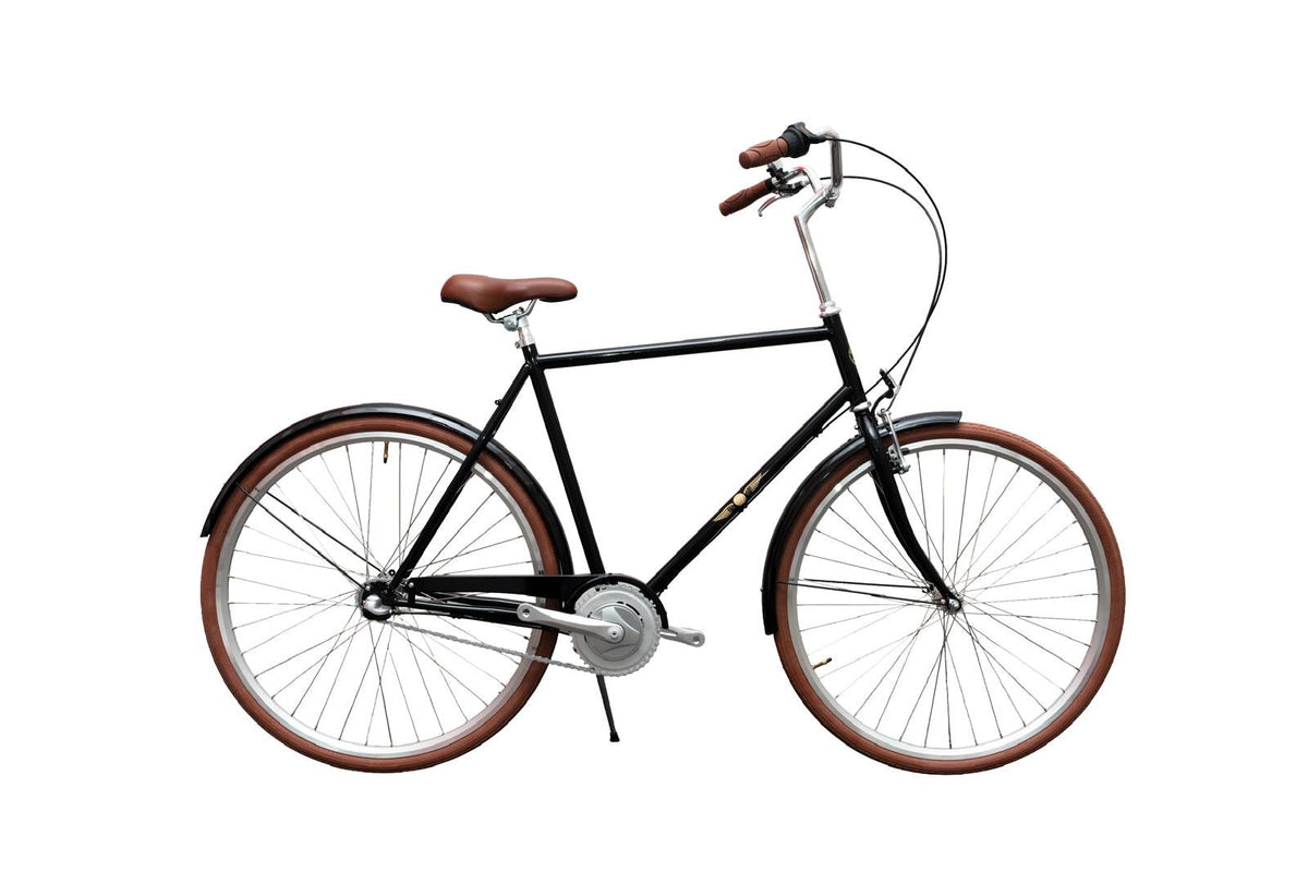 Velo Style Sort Herrecykel - Retro Design med Brune Detaljer 3 Gear