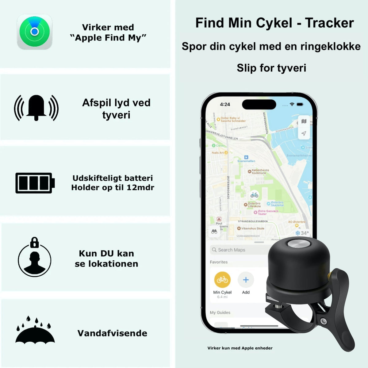 Ringeklokke inkl. Tracker: 2stk